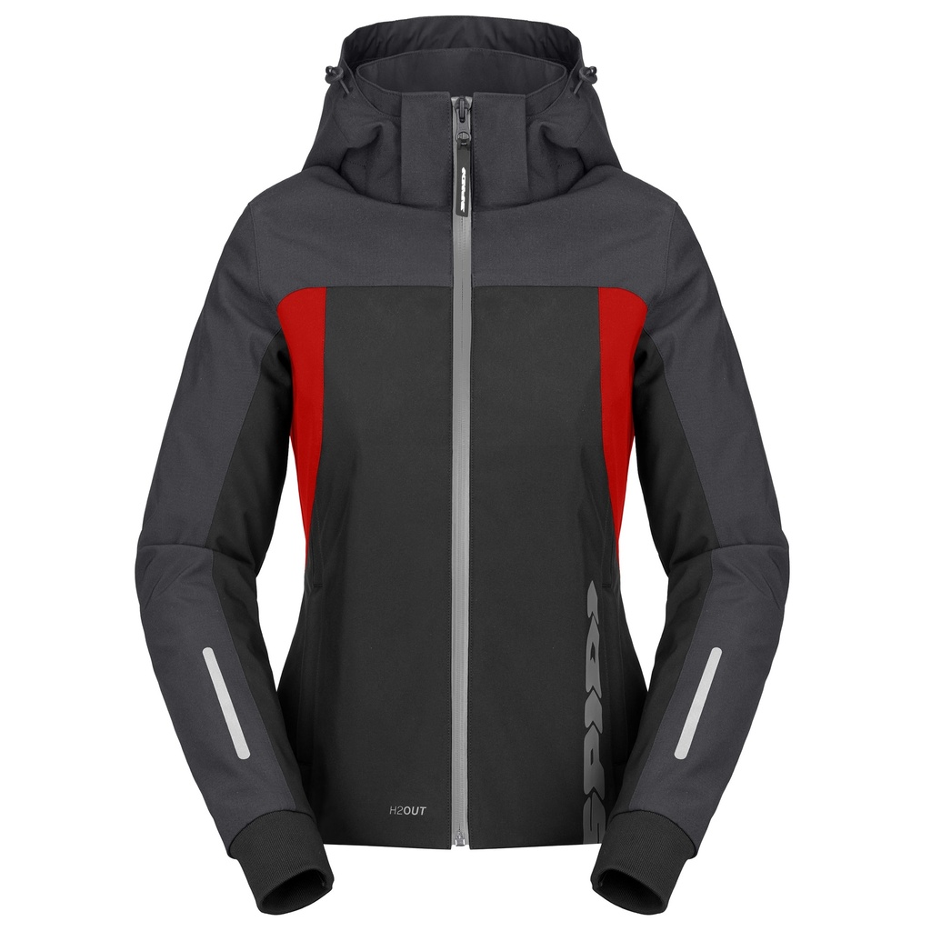 SPIDI HOODIE H2OUT II LADY Black/Anthracite/Fluo Red