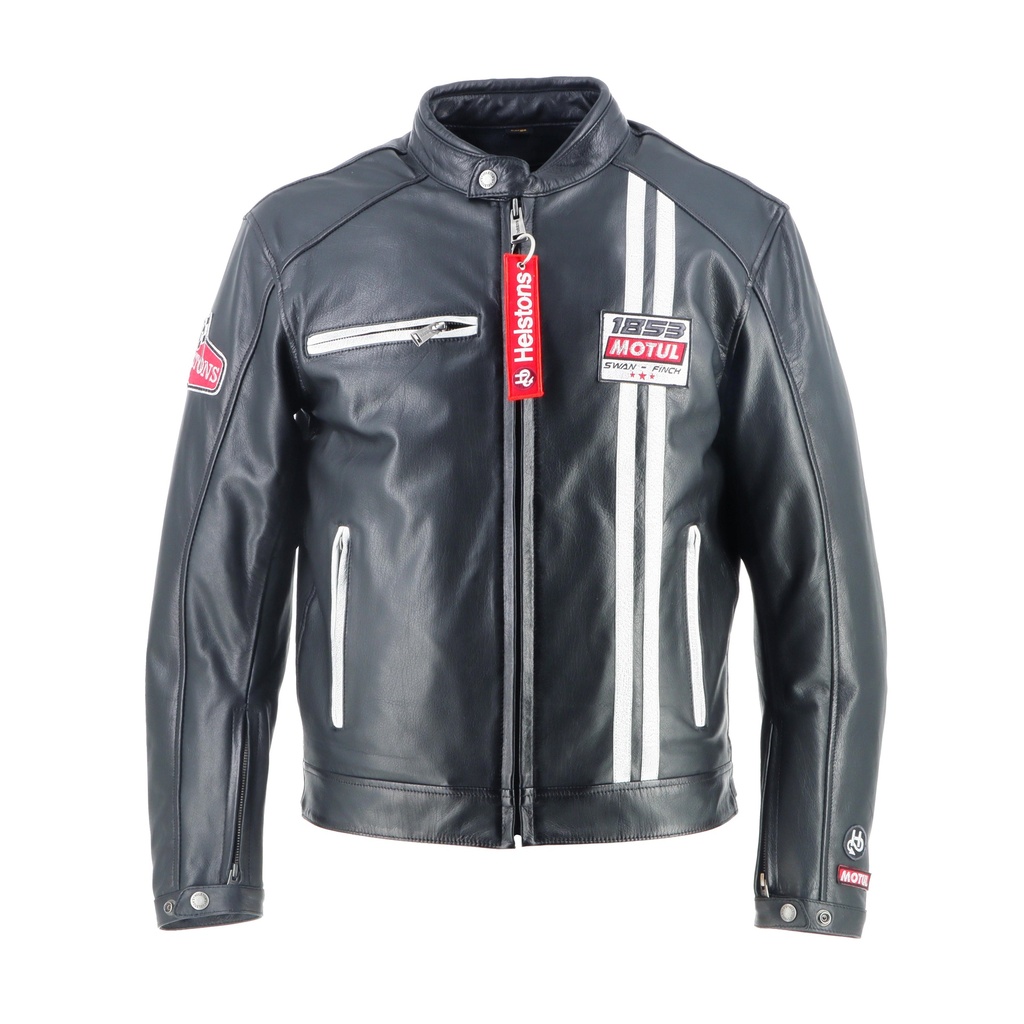 Helstons BLACK Rag Leather BOXER (White) (Jacket)
