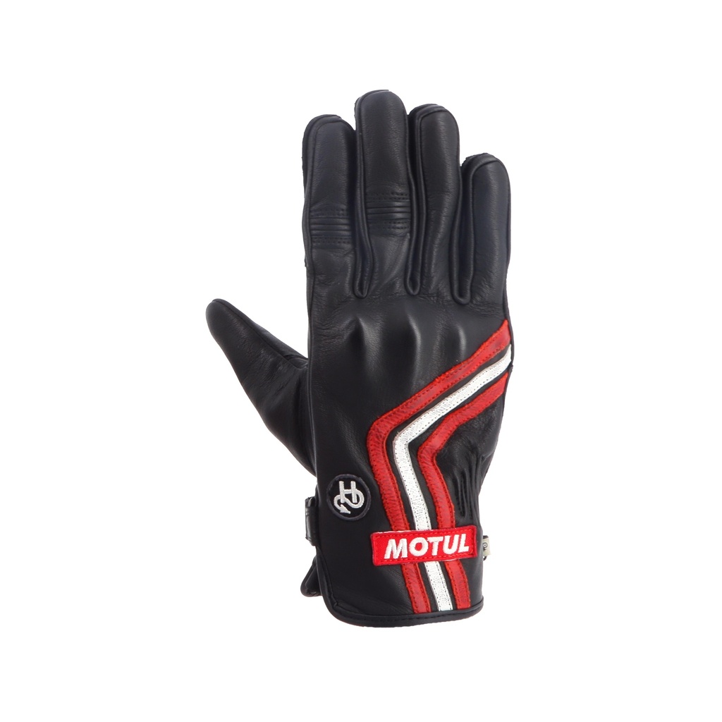 Helstons MOTUL PETROL SUMMER BLACK Leather (White-Red) (Glove)