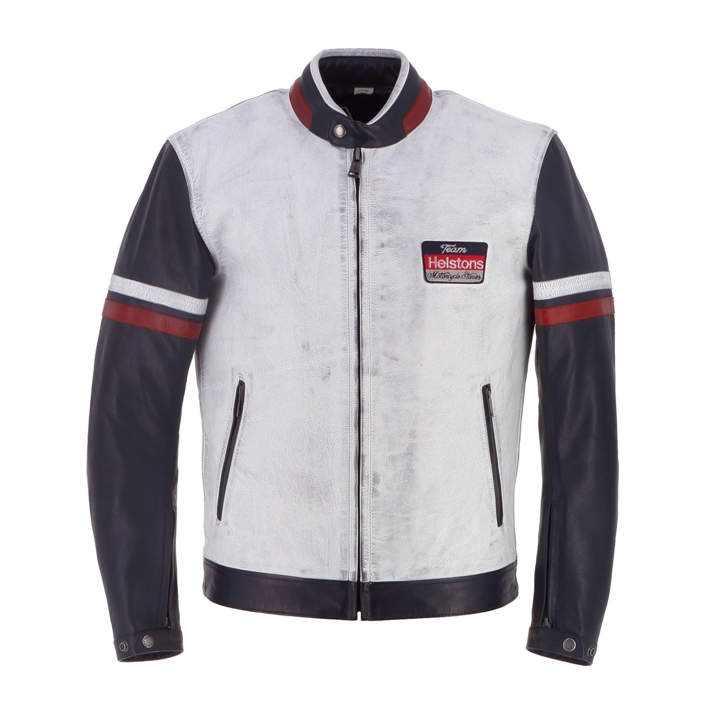 Helstons V-SERIES Leather Rag BLUE-WHITE (Jacket)