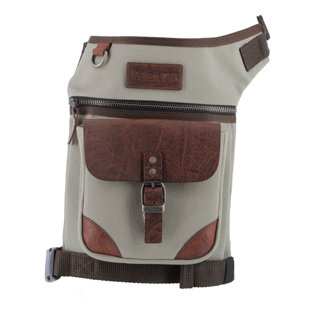 Helstons SACOCHE JAMBE ITON Toile/Leather khaki-brown
