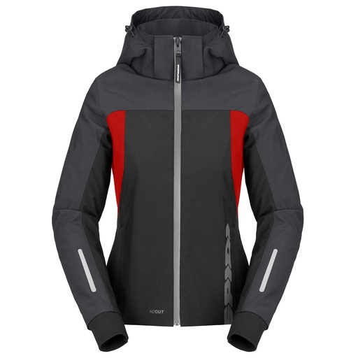 SPIDI HOODIE H2OUT II LADY Black/Anthracite/Fluo Red
