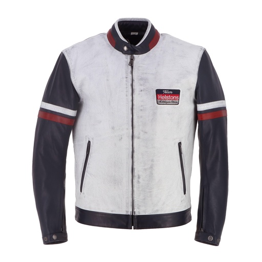 Helstons V-SERIES Leather Rag BLUE-WHITE (Jacket)